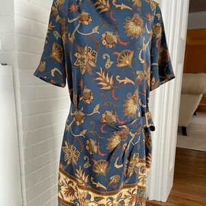 Classic Old Style Silk Liz Claiborne Paisley Print Dress with Belt Size 12